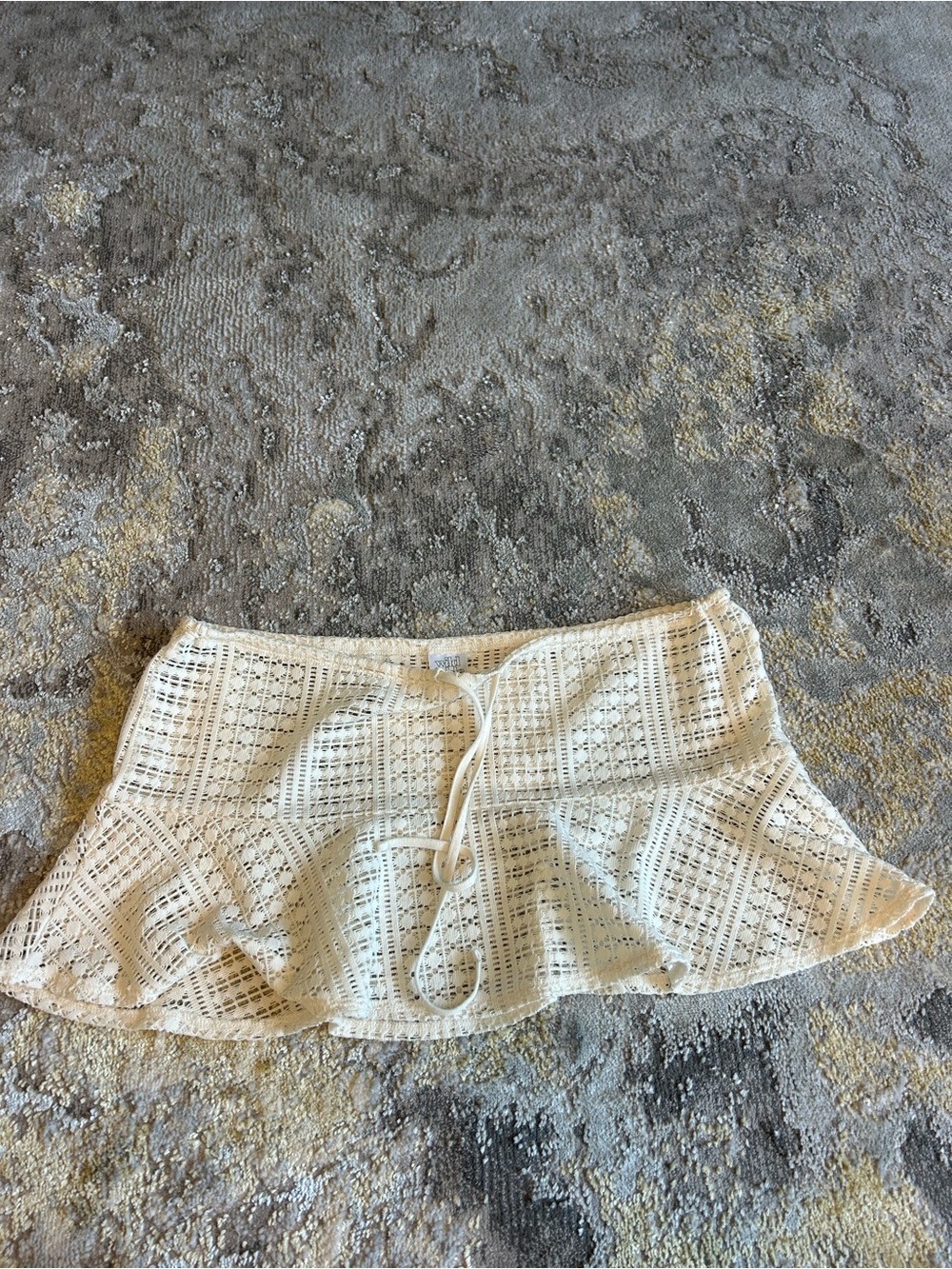 wild fable Cream Crochet Drawstring Mini Skirt
